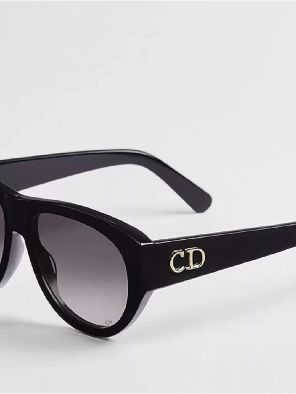 Dior Black Sunglasses with Gold Logo Accents